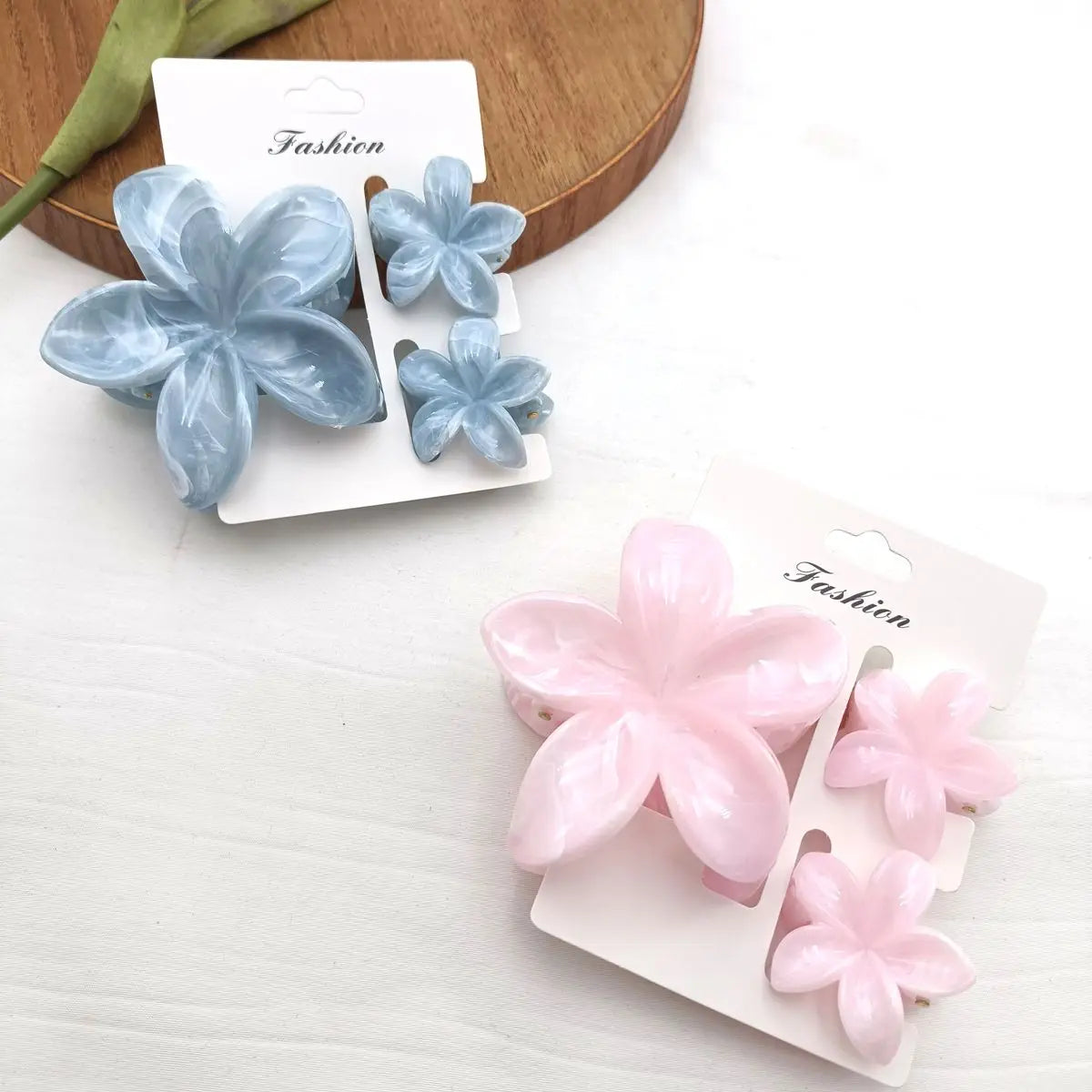 3/6/9/12PCS Hawaiian Gradient Flower Hair Claw Clip For Women Girl Fashion Plastic additional angle