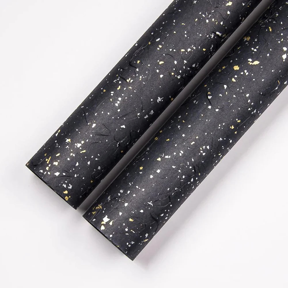 Korean Floral Wrapping Paper Set | 5 Sheets with Gold and Silver Sparkles lifestyle view