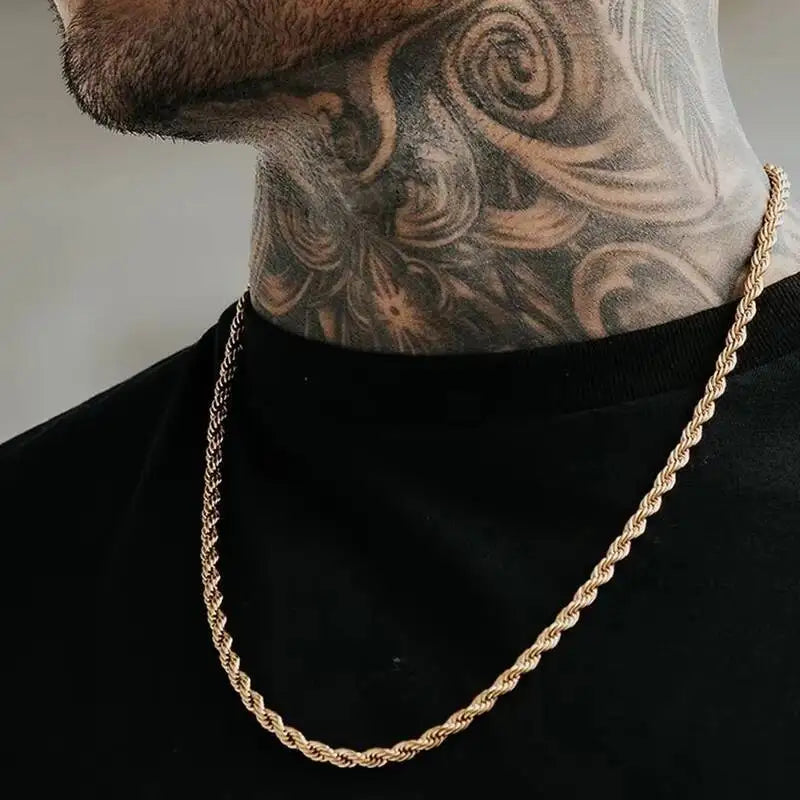 Vnox Twist Rope Chain Necklace for Men Women | Waterproof Stainless Steel Unisex Chai alternate view