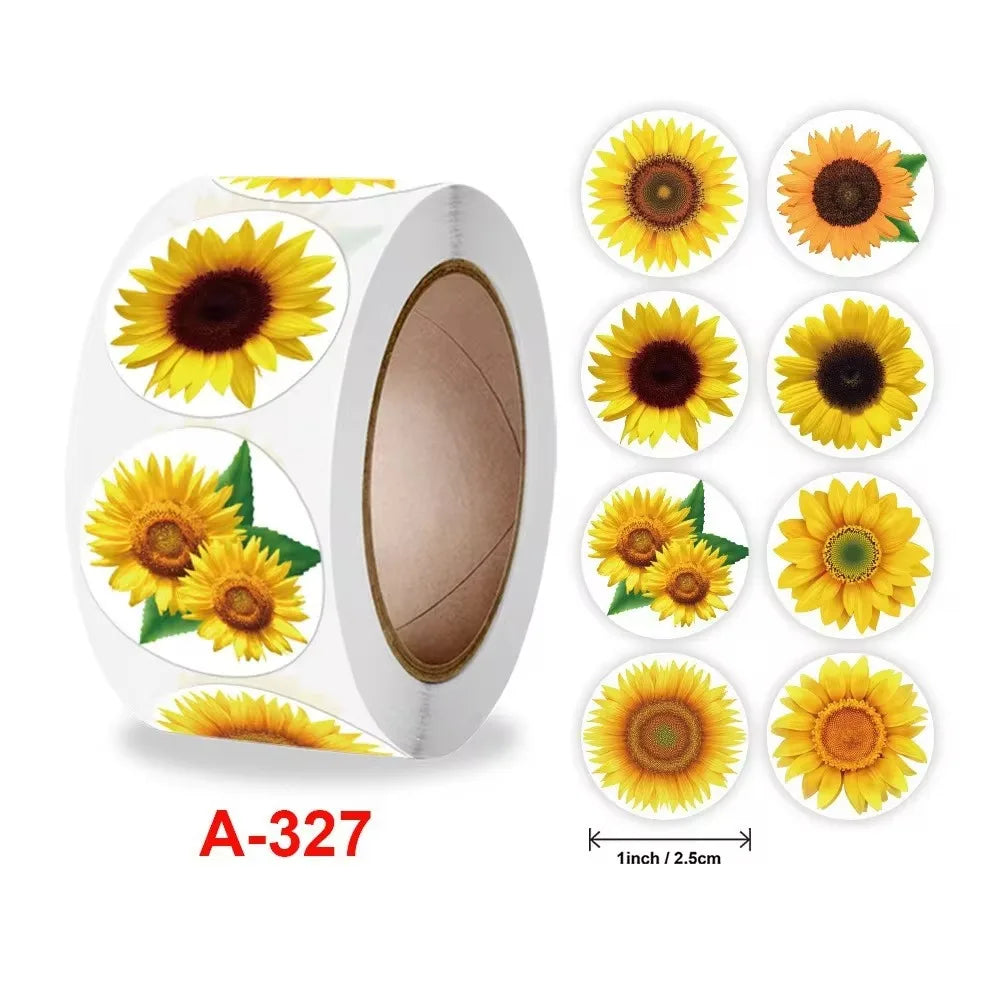 Sunflower Stickers Roll | 100-500PCS Small Labels for Packaging and Decor additional angle