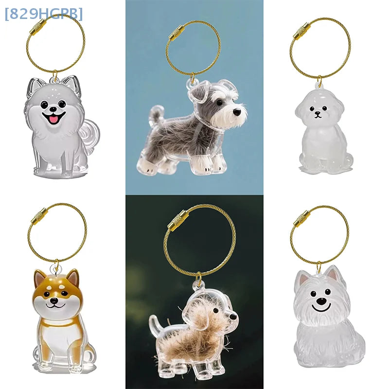 Clear Puppy Hair Memorial Keepsake Capsule Pet's Dog Fur Container DIY Pendant Keychain Decor Pet Lo