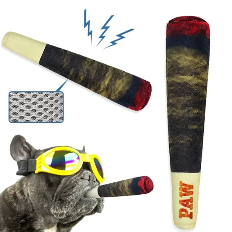 Interactive Dog Toys Cigar Design Plush Squeaky Pet Toys Grinding Teeth Chew Stuffed Gif detail view