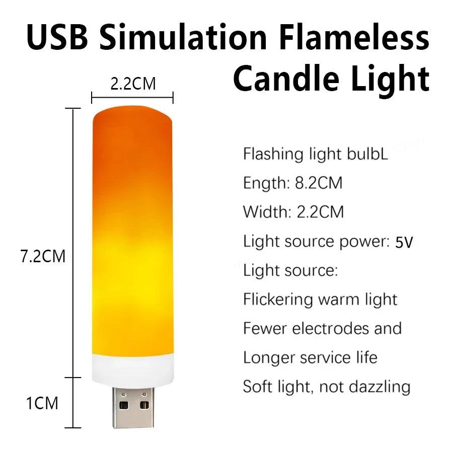 USB LED Flame Light Bulb | Simulated Candle Night Lamp additional angle