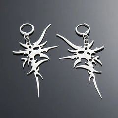 Fashion Trend Silver Color Irregular Spike Hanging Earrings for Men and Women Unique alternate view