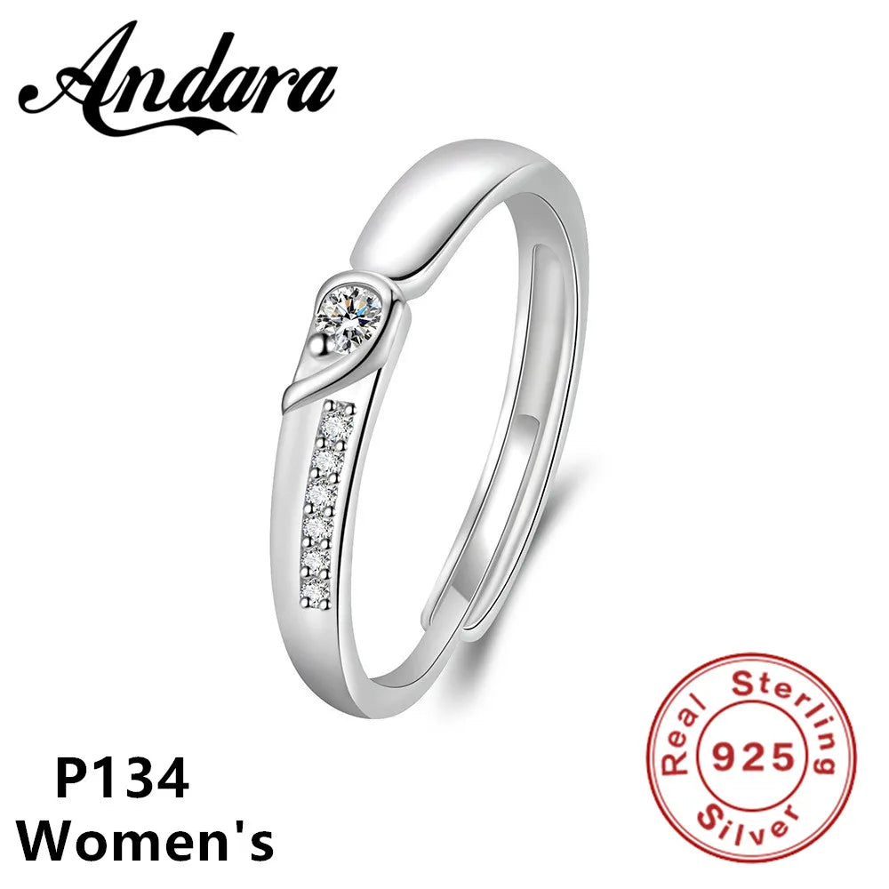 Real 925 Sterling Silver Rings Open Design 925 Sterling Silver Aaa Zirconia Adjustabl lifestyle view
