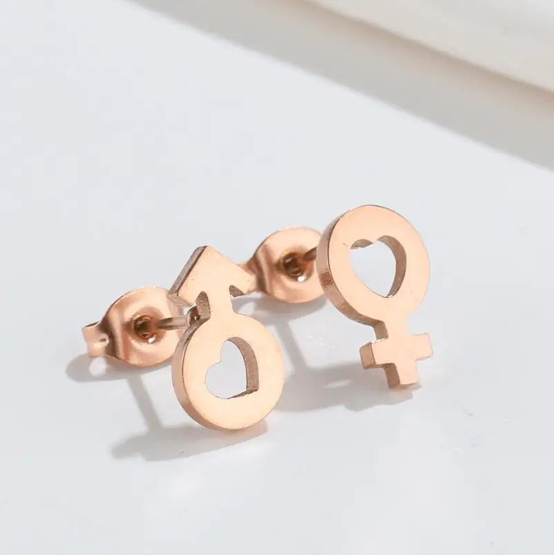 316L Stainless Steel Figure Earring Bicycle Key Crescent Moon Heart Lightening Skul additional angle