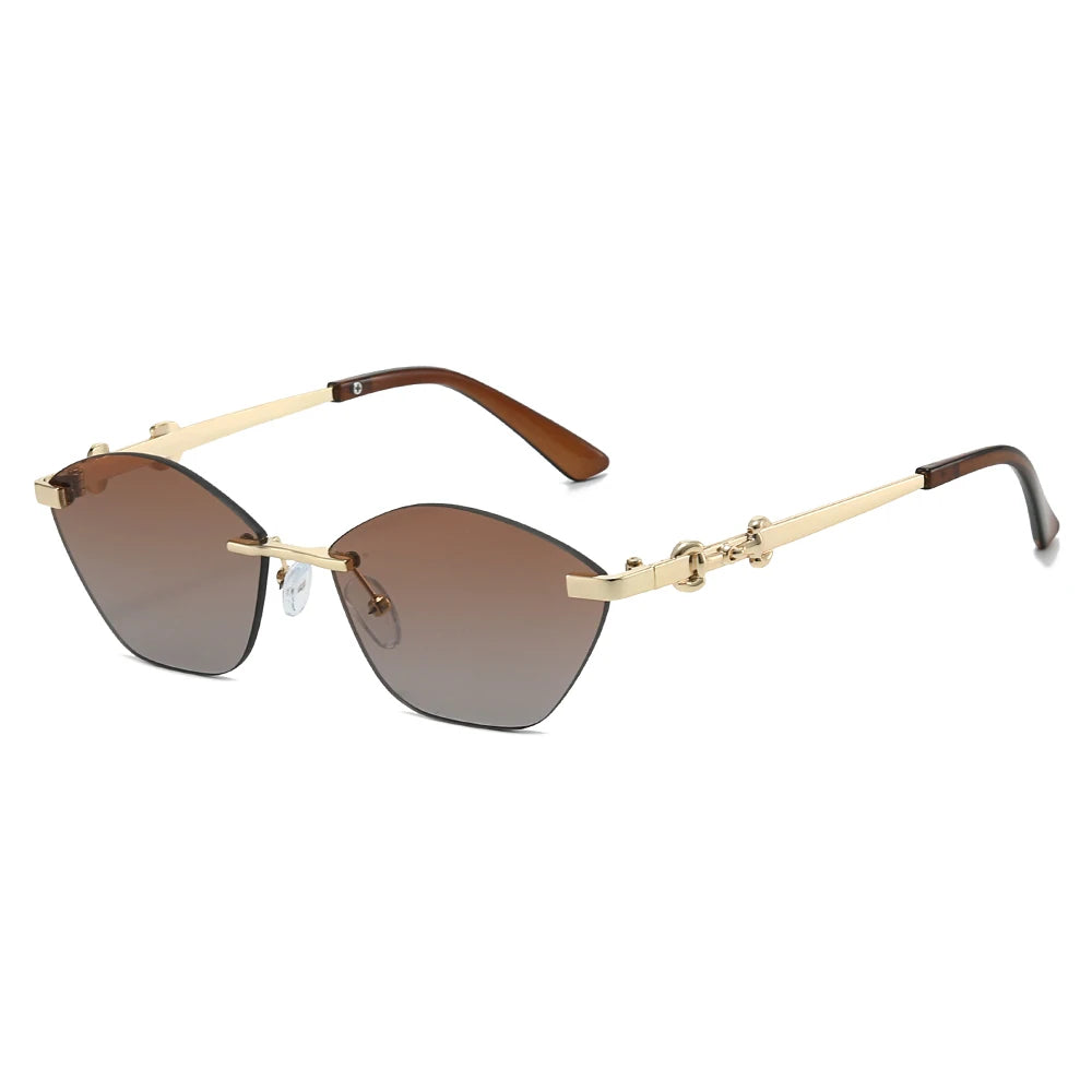 2026 Rimless Sunglasses for Men with Metal Chain Detail | Niche High-End UV Protectio alternate view