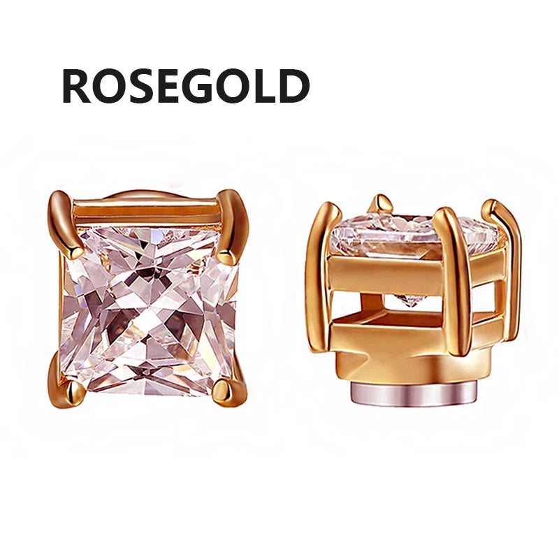1Pair Magnetic Stud Earring Fake Piercing Crystal Clip Earrings For Women Men Punk additional angle