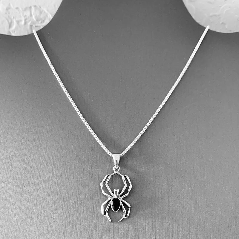 Huitan Cute Spider Animal Pendant Necklace for Girls Silver Color Chain Necklace Y2 additional angle