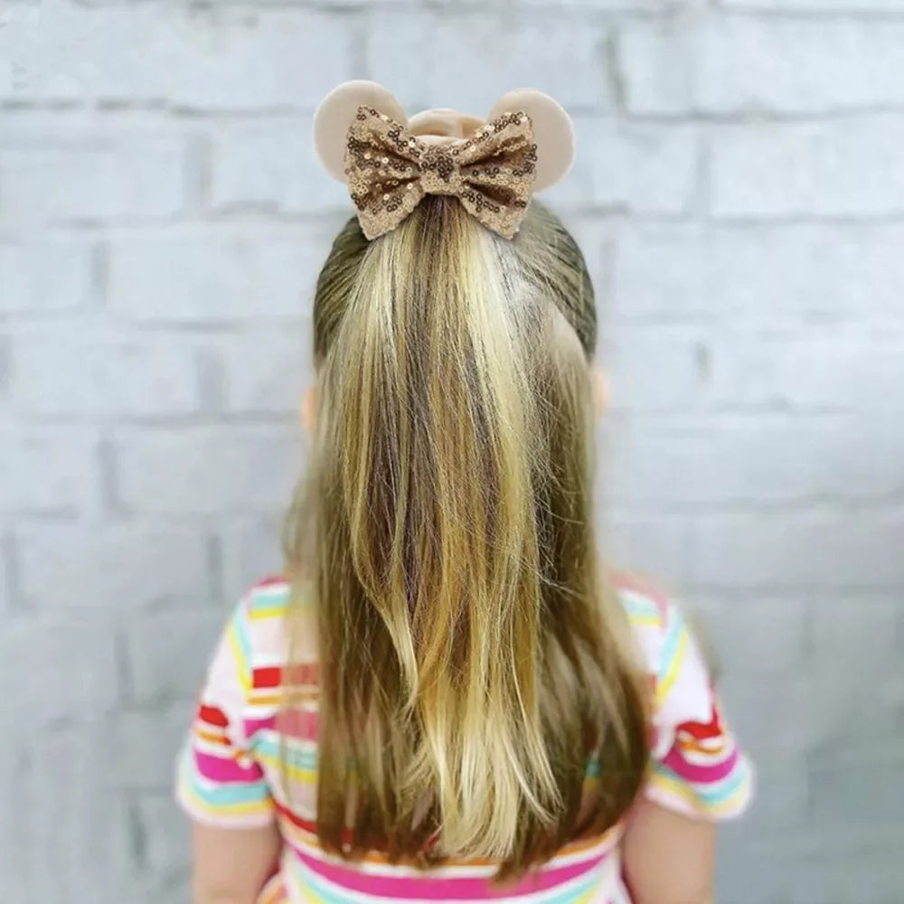 Women Ears Hair Scrunchies Velvet Hairbands For Girls Sequins Bows Headband Women Trip D detail view