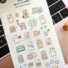 Korean Import Suatelier Cat Daily Life Cartoon Sticker Set | Paper Stickers for Scrapbooking Journal