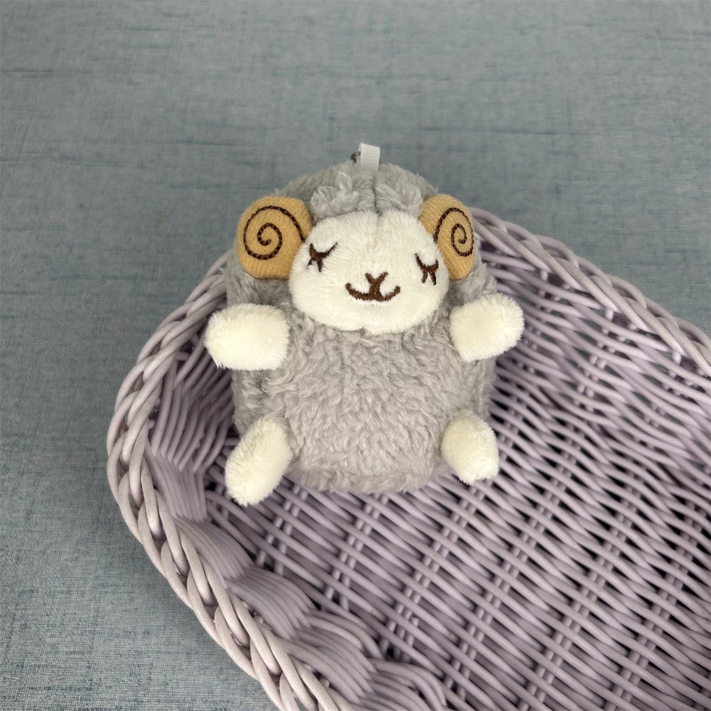 Cute Plush Sheep Keychain Soft Lamb Doll Pendant Backpack Charm Lovely Animal Hanging close-up view