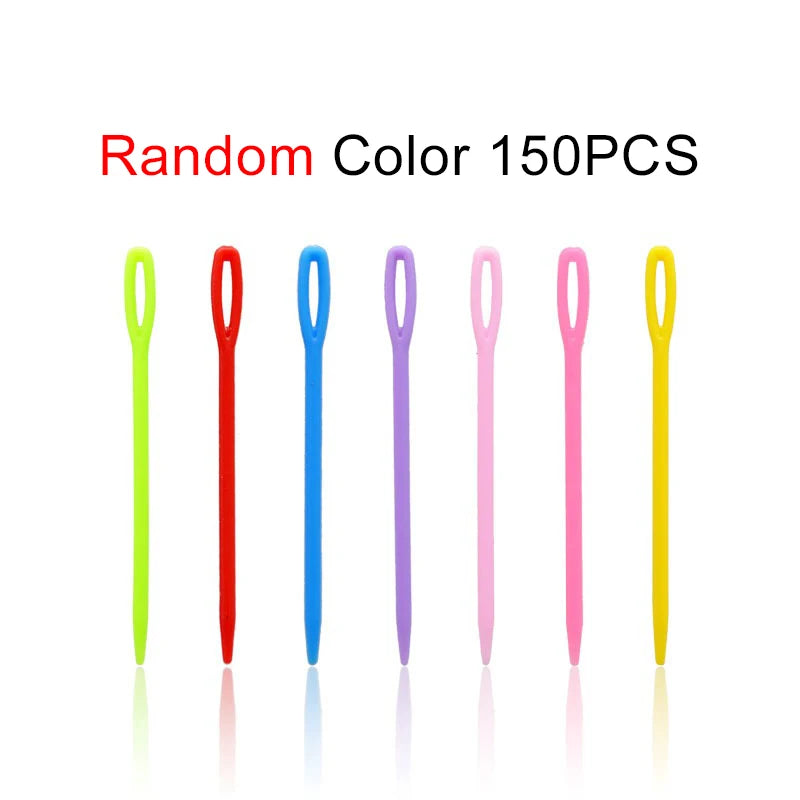 50/100/150/200PCS Colorful Plastic Sewing Needles 7cm Size Random Mixed Colors Large E close-up view