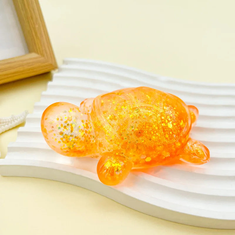 Squishy Turtle Fidget Toy | Glitter Squeeze Toy for Stress Relief lifestyle view
