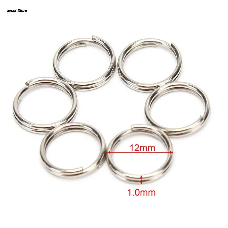 100 Polished Silver Split Key Rings | Stainless Steel Keychain Set for DIY and Organizat detail view