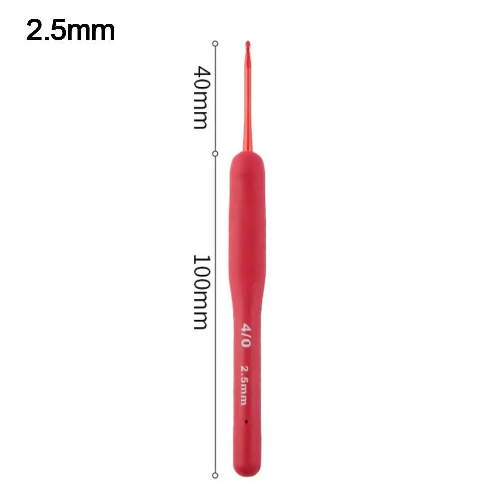 1Pcs Red Crochet Hook Silicone Handle Aluminum Hand Knitting Needles Crocheting Weave Cr detail view
