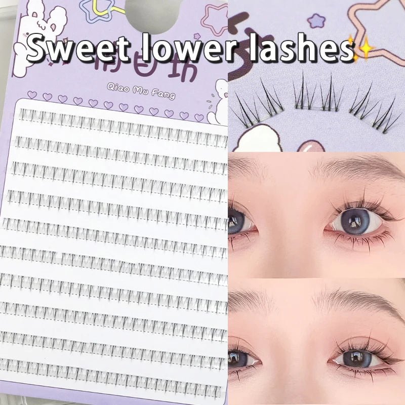 10 Rows 5-7mm Air Lower Eyelashes | Fairy Segmented Natural Under Lashes for Manga Eye M detail view
