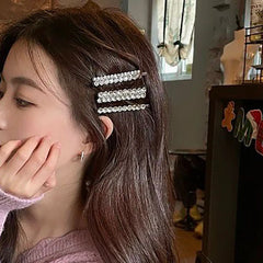 Bling Crystal Hair Clips Set Rhinestone Flowers Barrettes Side Pin Sweet Elegant Bobby P detail view