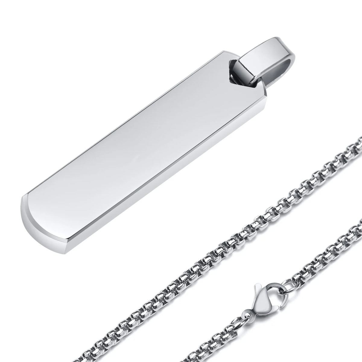 Initial Bar Necklace for Men | Thick Geometric Vertical Pendant with A-Z Letters alternate view