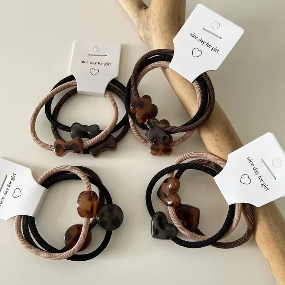 3pcs/set Woman Korean  New Classic Leopard Hair Rope Fashion Acrylic Hair Rope Ties Headwear Girls Women Hair Accessories