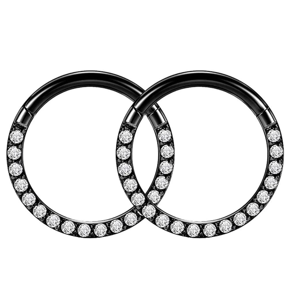 Steel Hinged Segment Hoop CZ Stone Nose Ring Nipple Clicker Ear Cartilage Tragus Heli alternate view