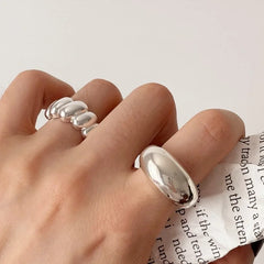 VENTFILLE 925 Sterling Silver Trend Arched Wide Ring For Female Geometry Punk Design alternate view