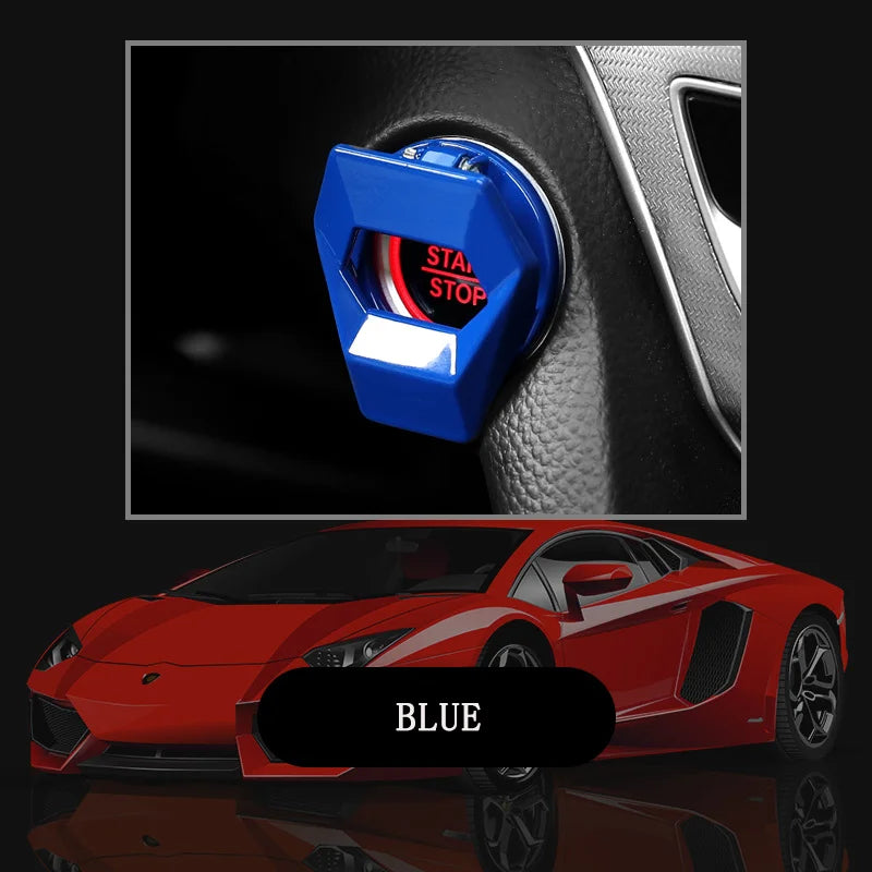 1Pcs Car Interior One-Key Start Ignition Engine Stop Push Switch Button Protective Cover Decoration Sticker Accessories