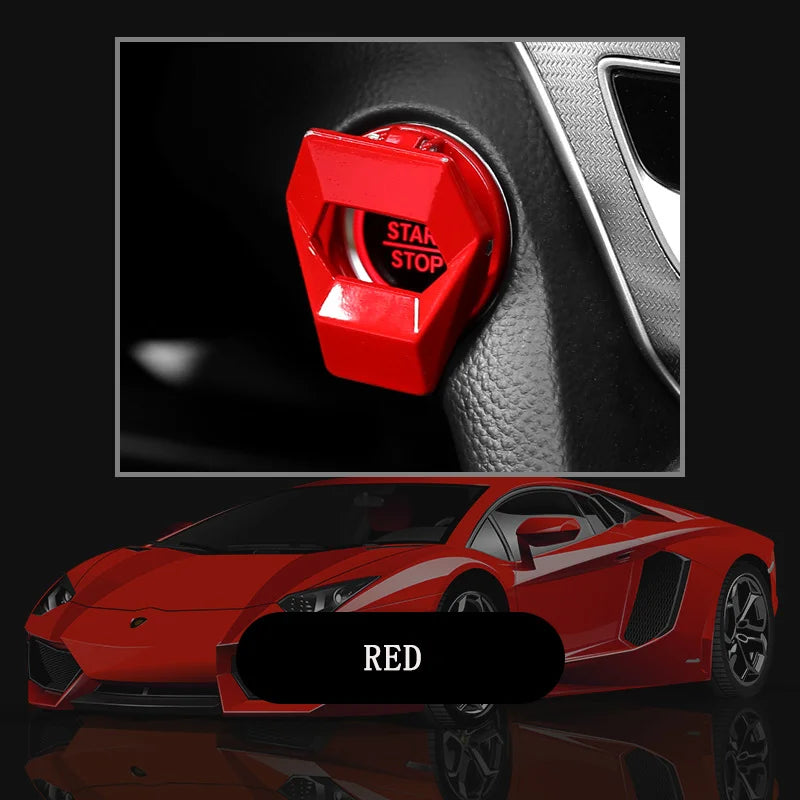1Pcs Car Interior One-Key Start Ignition Engine Stop Push Switch Button Protective Cover Decoration Sticker Accessories