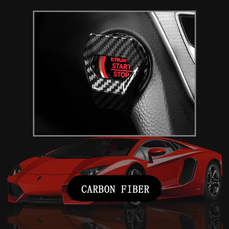1Pcs Car Interior One-Key Start Ignition Engine Stop Push Switch Button Protective Cover Decoration Sticker Accessories
