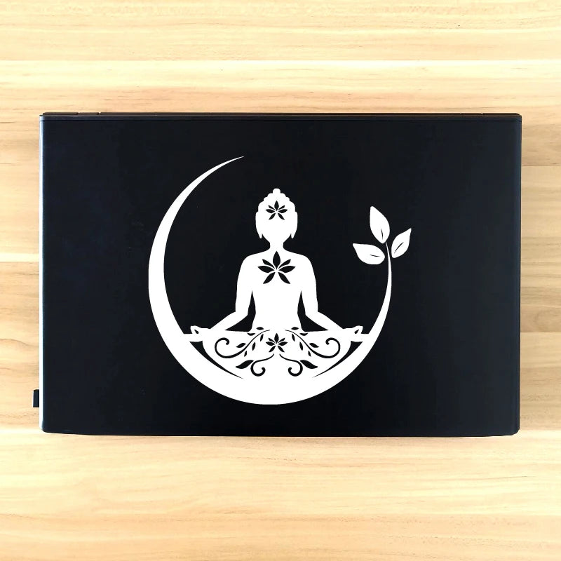 Buddha Chakra Peace Love Good Vibes Vinyl Sticker | Zentangle Mandala Laptop Decal alternate view