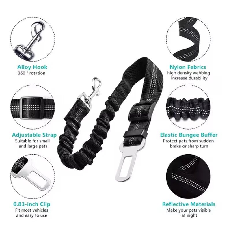Adjustable Dog Car Seat Belt – Elastic Safety Leash - Onlytenbucks.com