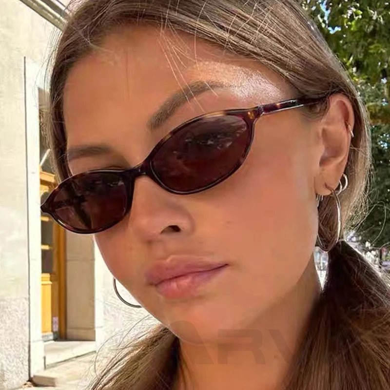 Leopard Brown Oval Sunglasses – Retro UV400 Small Frame Eyewear - Onlytenbucks.com