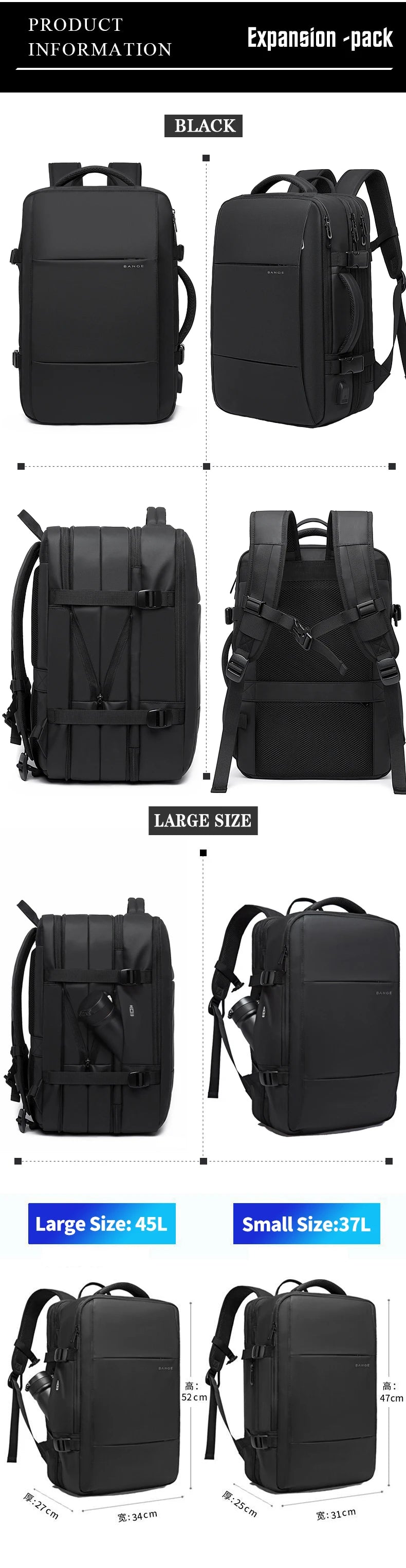 BANGE Travel Backpack – Expandable Waterproof - Onlytenbucks.com