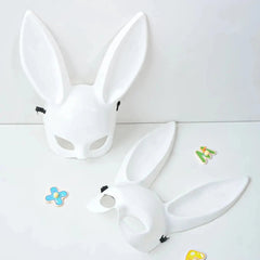 Black and White Rabbit Mask – Long Ears Bunny Cosplay - Onlytenbucks.com