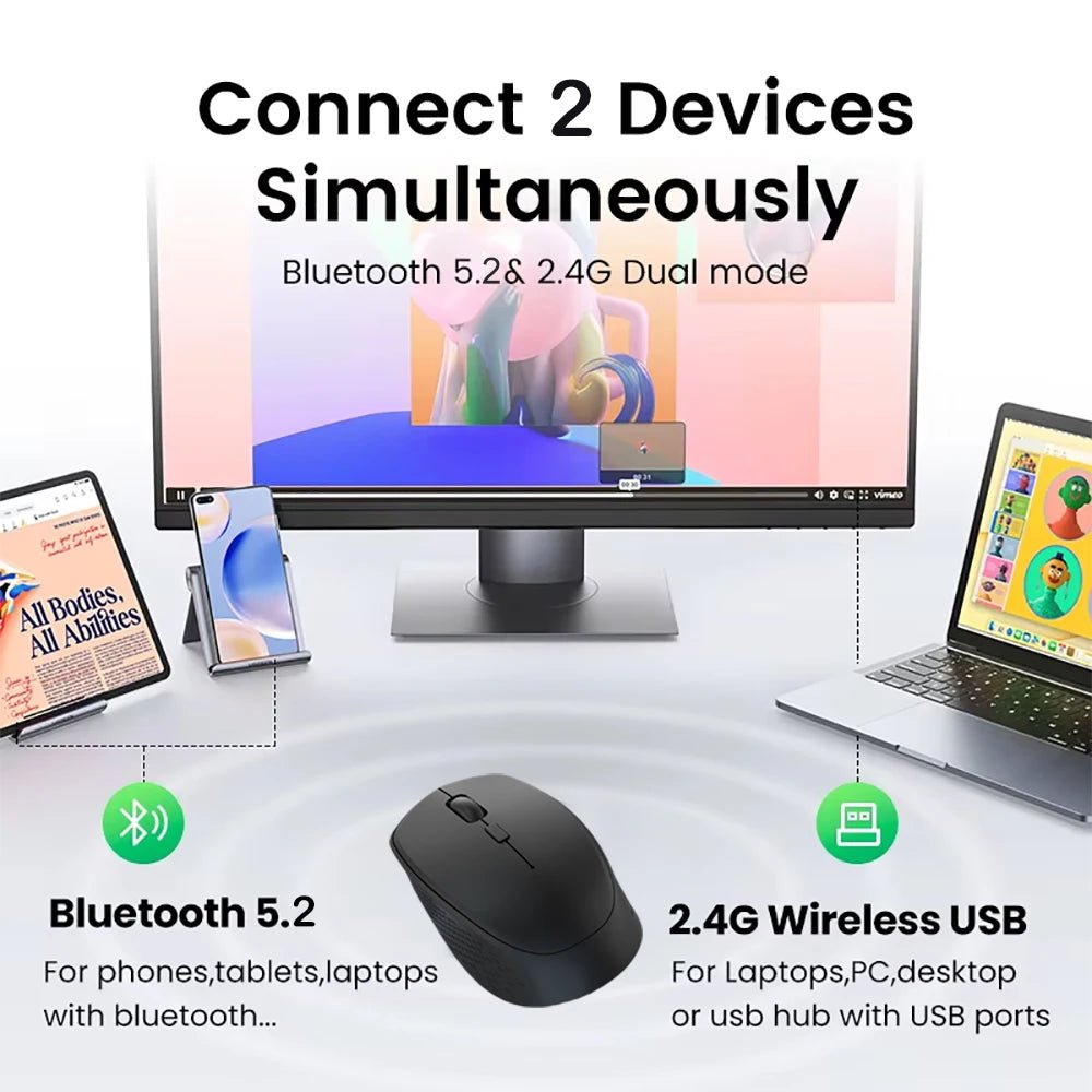 Bluetooth 5.2 + 2.4G Wireless Gaming Mouse – Silent Rechargeable - Onlytenbucks.com