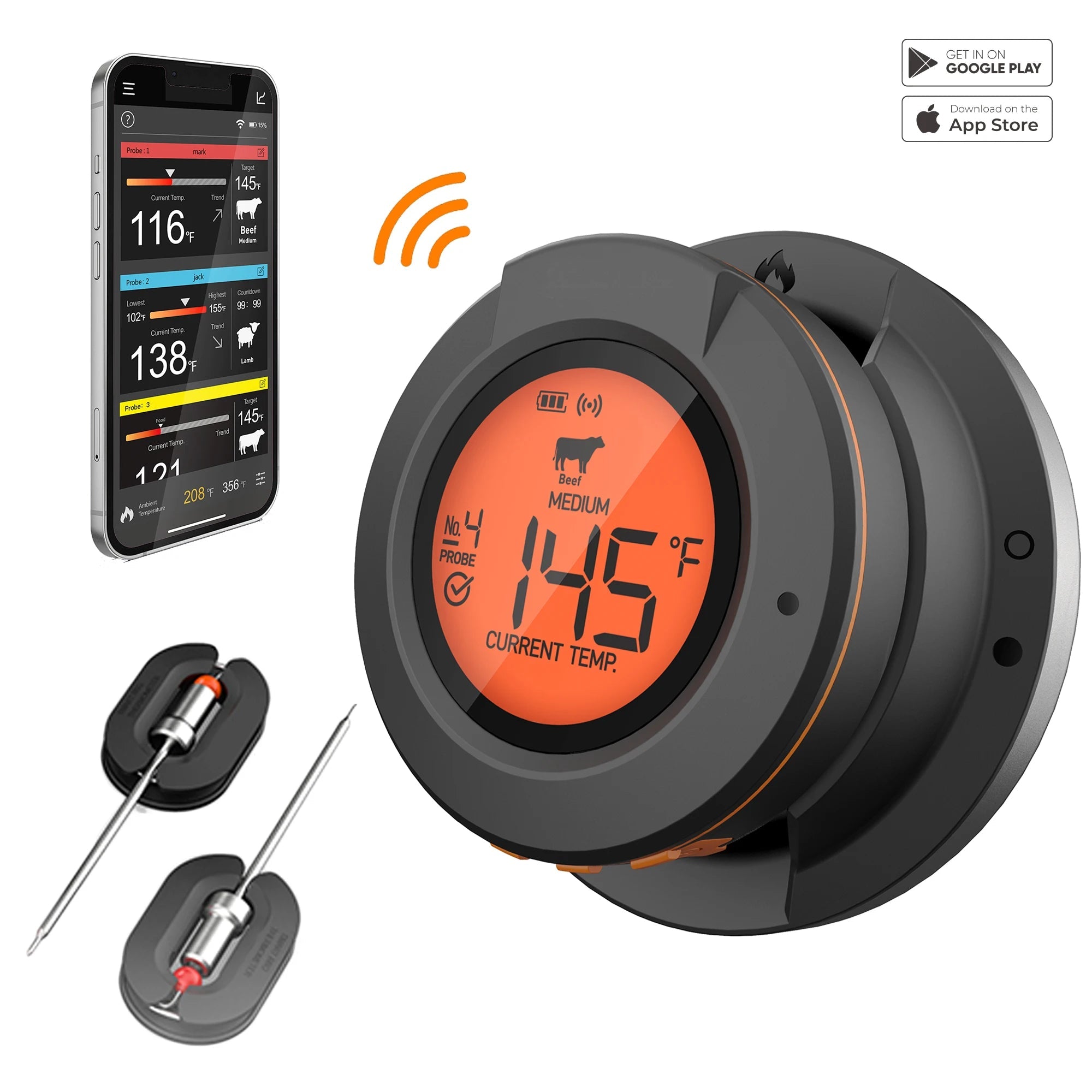 Bluetooth Wireless BBQ Thermometer – Smart Digital Meat Thermometer - Onlytenbucks.com