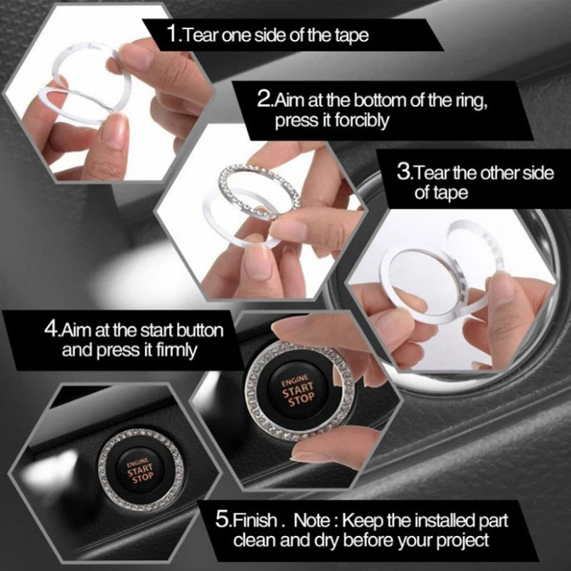 Car Start/Stop Button Decoration Ring with Diamond Rhinestones - Onlytenbucks.com