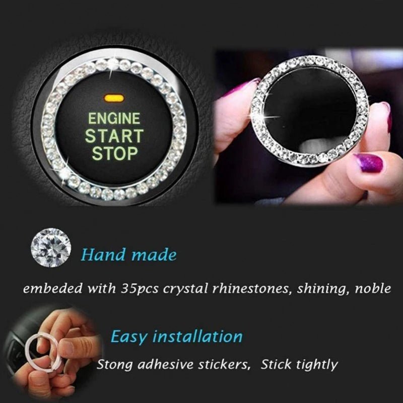 Car Start/Stop Button Decoration Ring with Diamond Rhinestones - Onlytenbucks.com