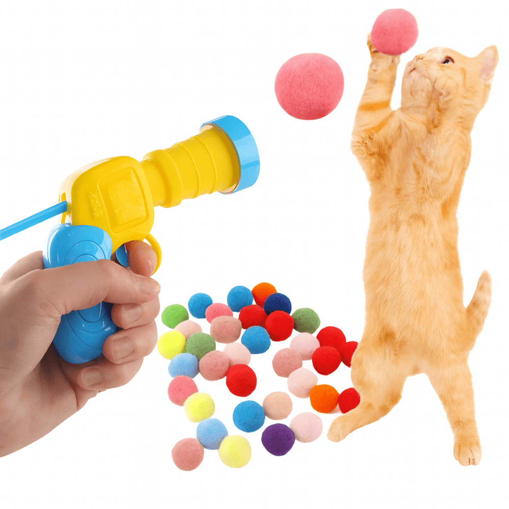 Cat Toy Interactive Ball Launcher – Silent Plush Shooting Gun - Onlytenbucks.com