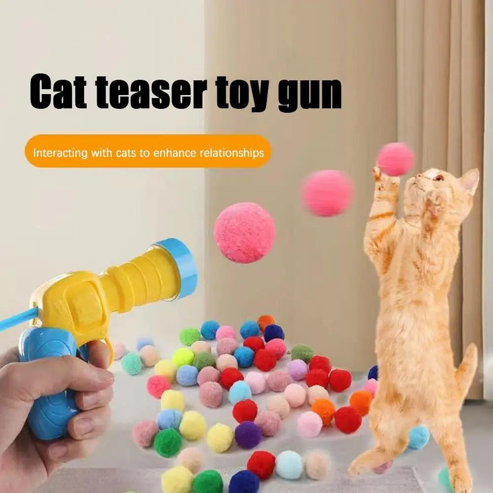 Cat Toy Interactive Ball Launcher – Silent Plush Shooting Gun - Onlytenbucks.com
