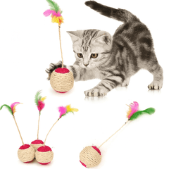 Cat Toy Sisal Scratching Ball – Interactive Feather Play Ball - Onlytenbucks.com