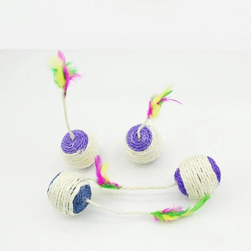 Cat Toy Sisal Scratching Ball – Interactive Feather Play Ball - Onlytenbucks.com