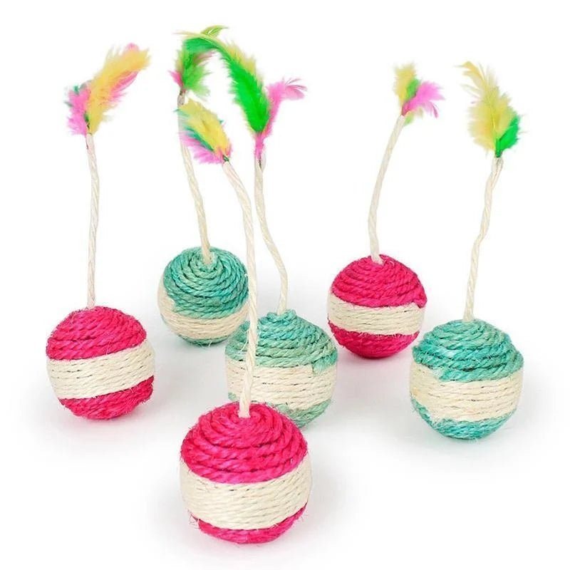 Cat Toy Sisal Scratching Ball – Interactive Feather Play Ball - Onlytenbucks.com