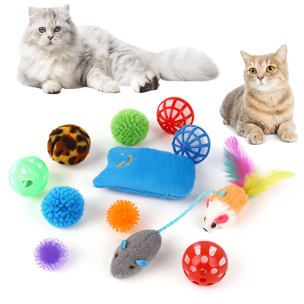 Cat Toy Variety Pack – Sisal Mouse Bell Balls and Plush Toys - Onlytenbucks.com