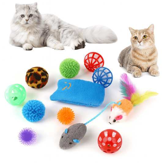 Cat Toy Variety Pack – Sisal Mouse Bell Balls and Plush Toys - Onlytenbucks.com
