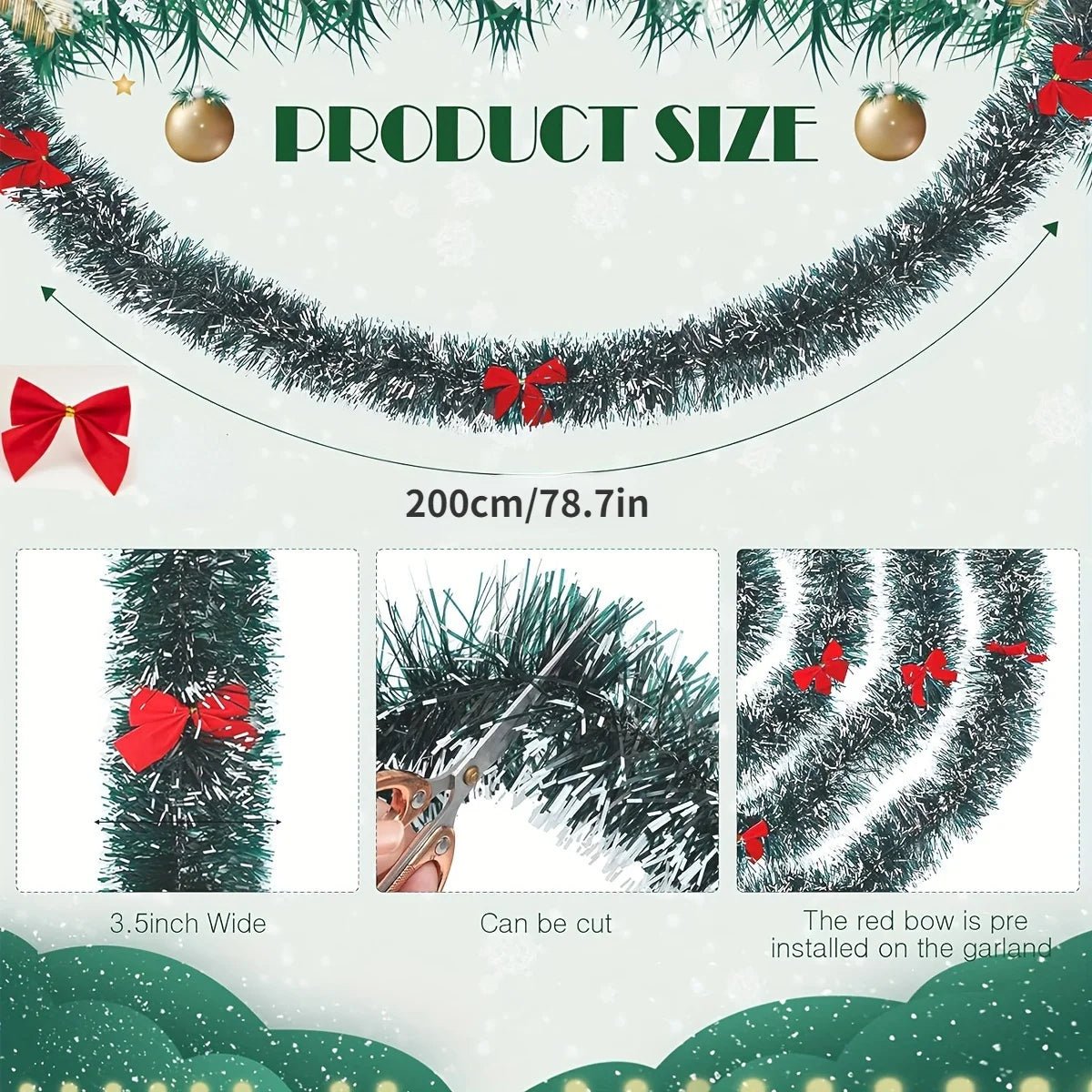 Christmas Garland with Red Bow Tie - Onlytenbucks.com
