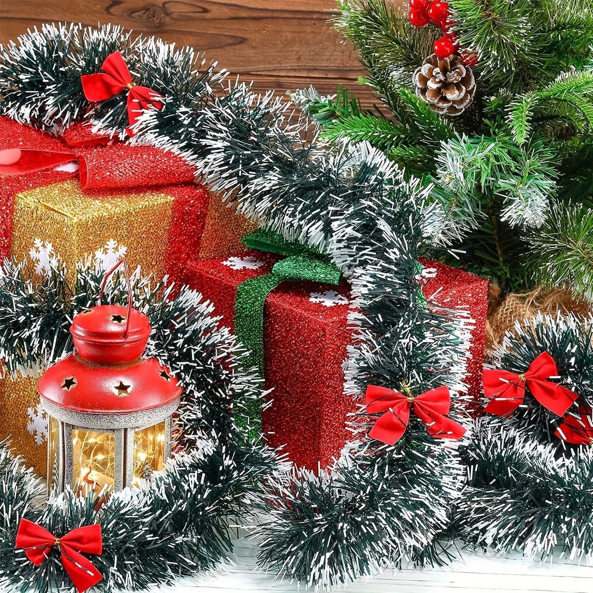 Christmas Garland with Red Bow Tie - Onlytenbucks.com