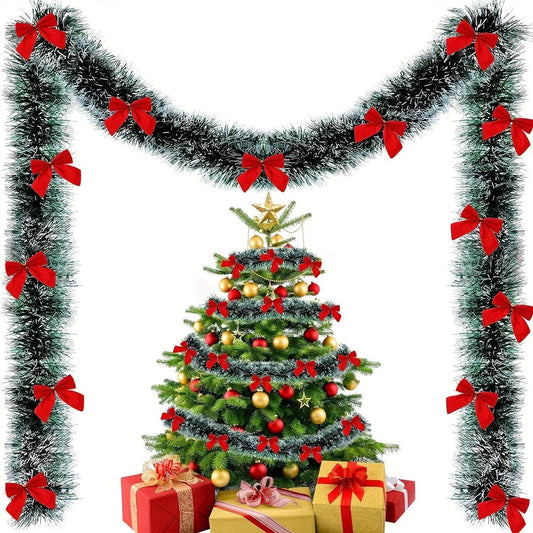 Christmas Garland with Red Bow Tie - Onlytenbucks.com