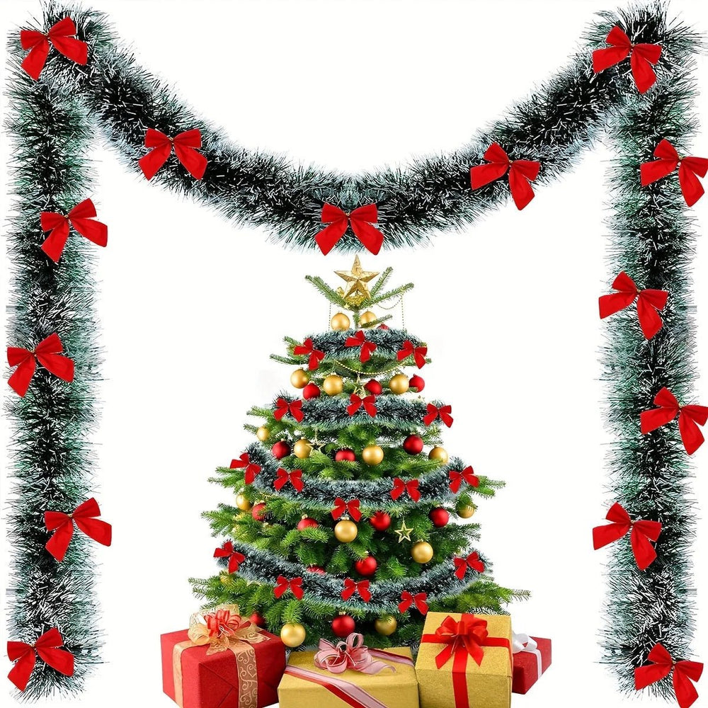 Christmas Garland with Red Bow Tie - Onlytenbucks.com