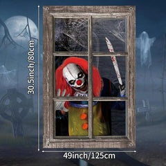 Clown Window Curtain Decoration – Scary Halloween Polyester Cling - Onlytenbucks.com